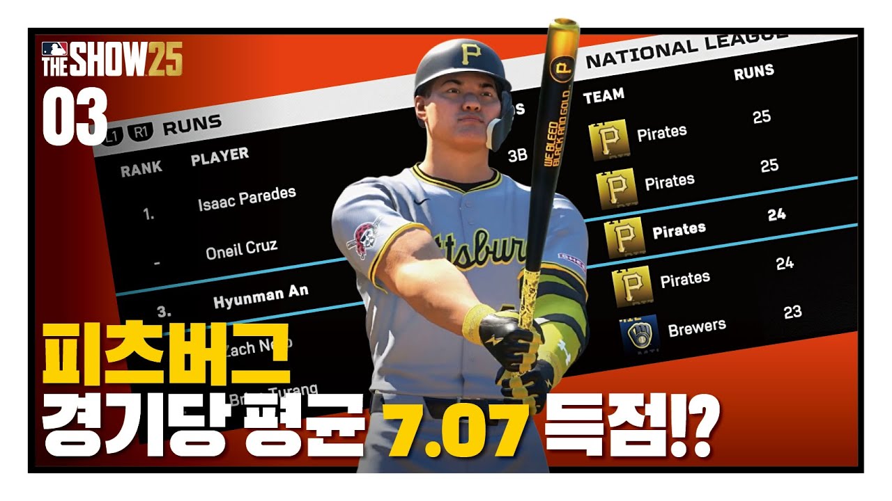 피츠버그 경기당 평균 7.07득점!! / 안현만2028#03 / RTTS / MLB the show 25
