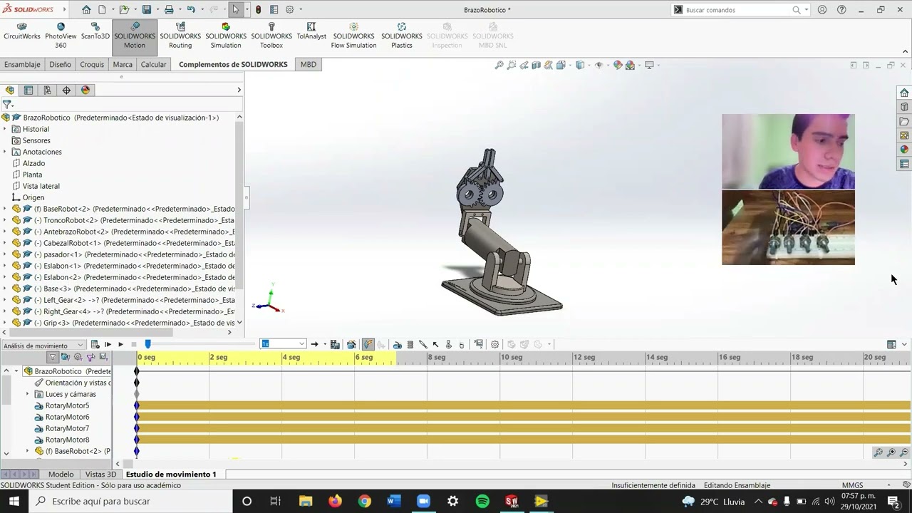 Robotic Arm Solidworks Model control with LabView and Arduino