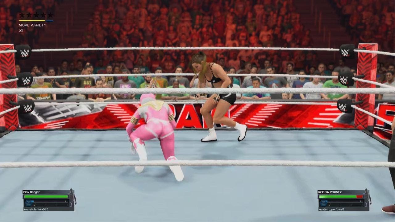 WWE 2K23 online 1v1 divas match Pink ranger vs Rhonda