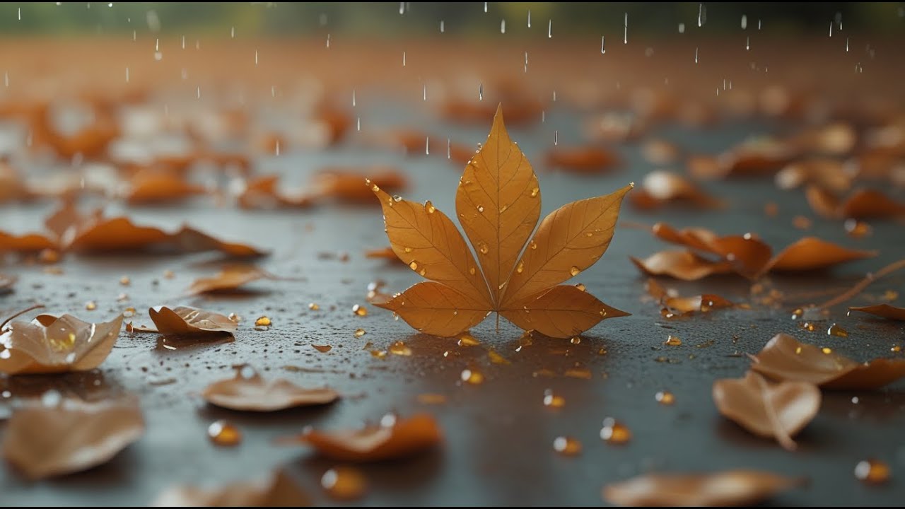 Gentle Rain on Autumn Leaves | 50 Minutes for TV & Background
