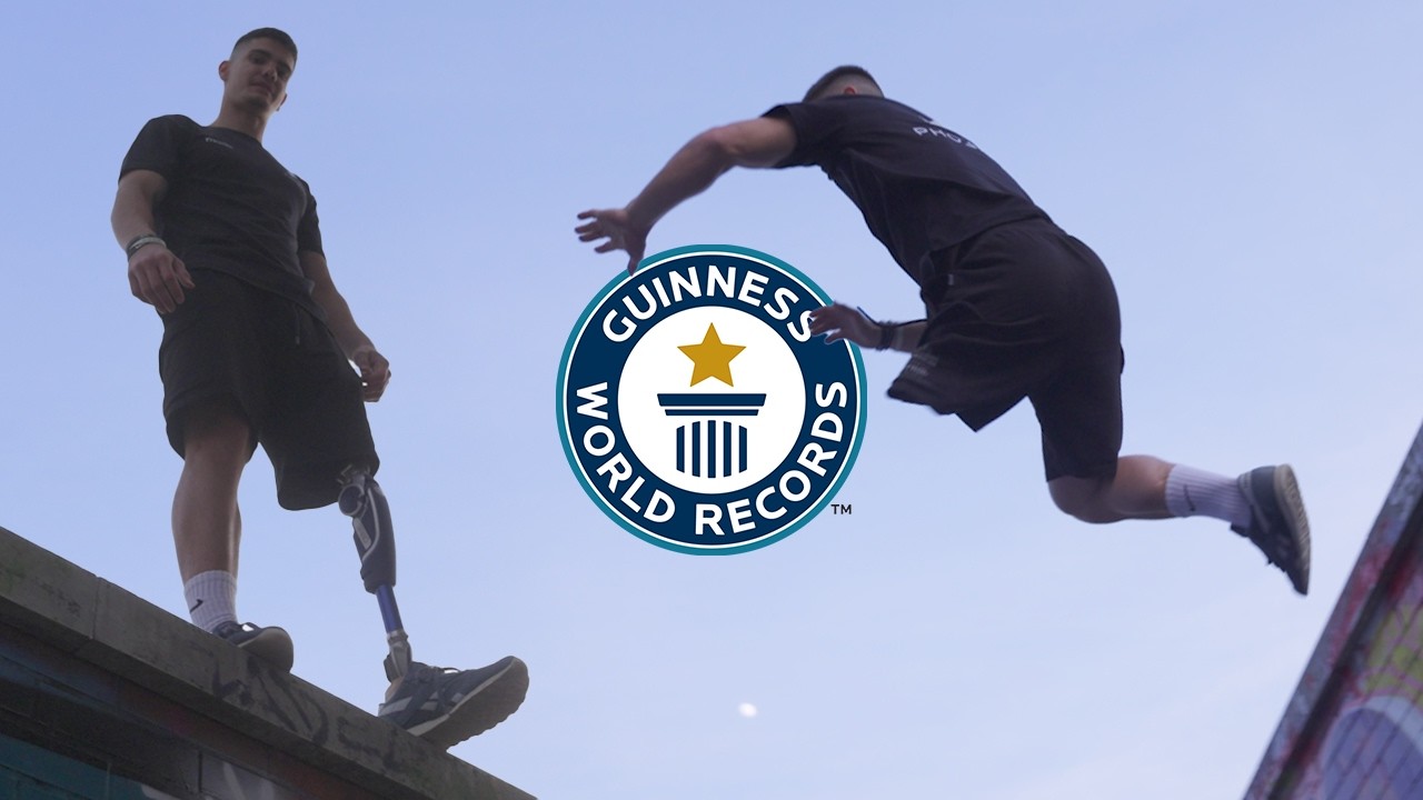 Amputee Parkour Athlete Smashes Three Records In One Day - Guinness World Records