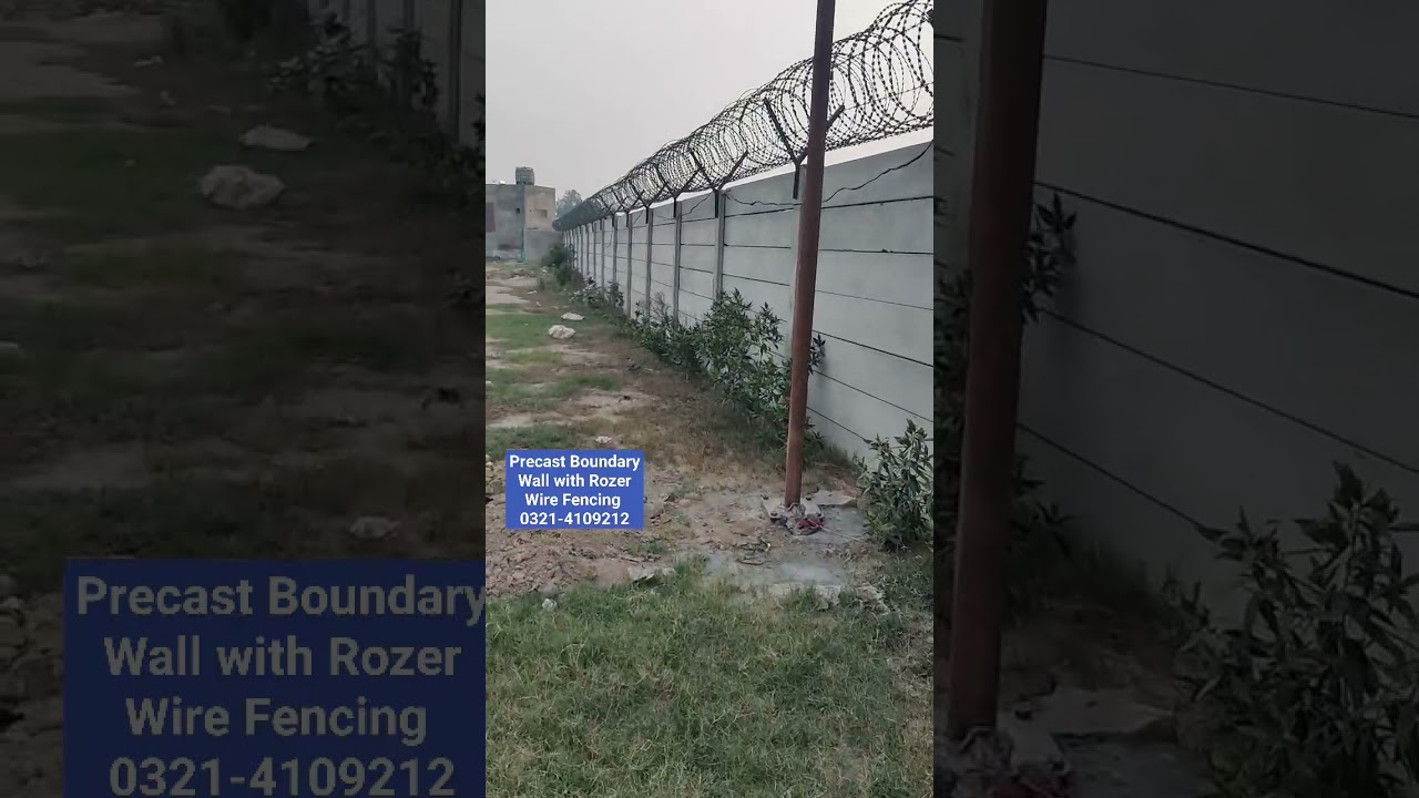 Precast Boundary Wall with Rozer Wire Fencing 🧱🚧🏗️👷#construction #boundarywall #fencing