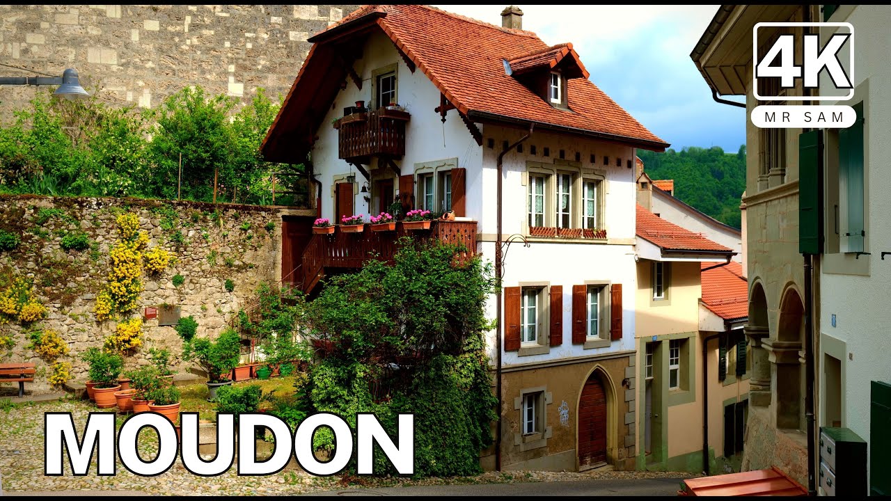 Moudon, one of Switzerland’s most beautiful villages , spring Walk 4K 🇨🇭