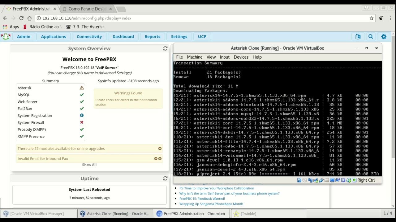 Atualização do Asterisk com FreePBX