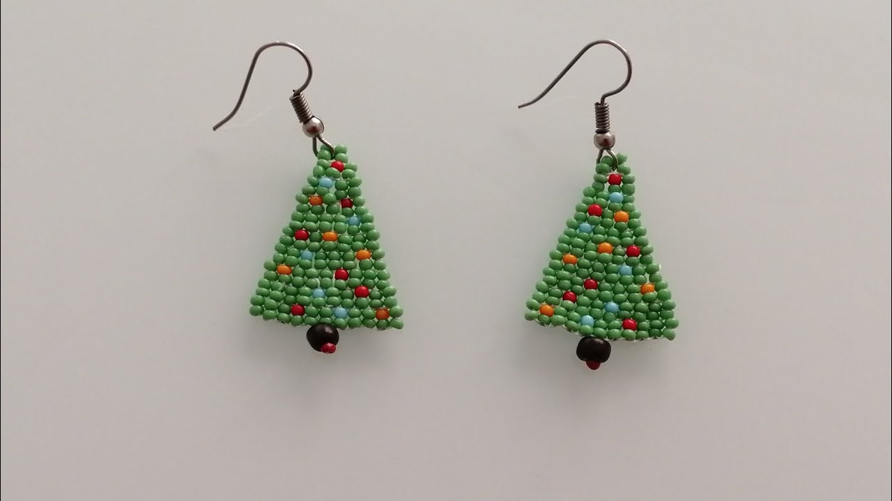 KUM BONCUKTAN 🌲ÇAM AĞACI KÜPE YAPIMI MAKING PINE TREE EARRINGS FROM SAND BEADS