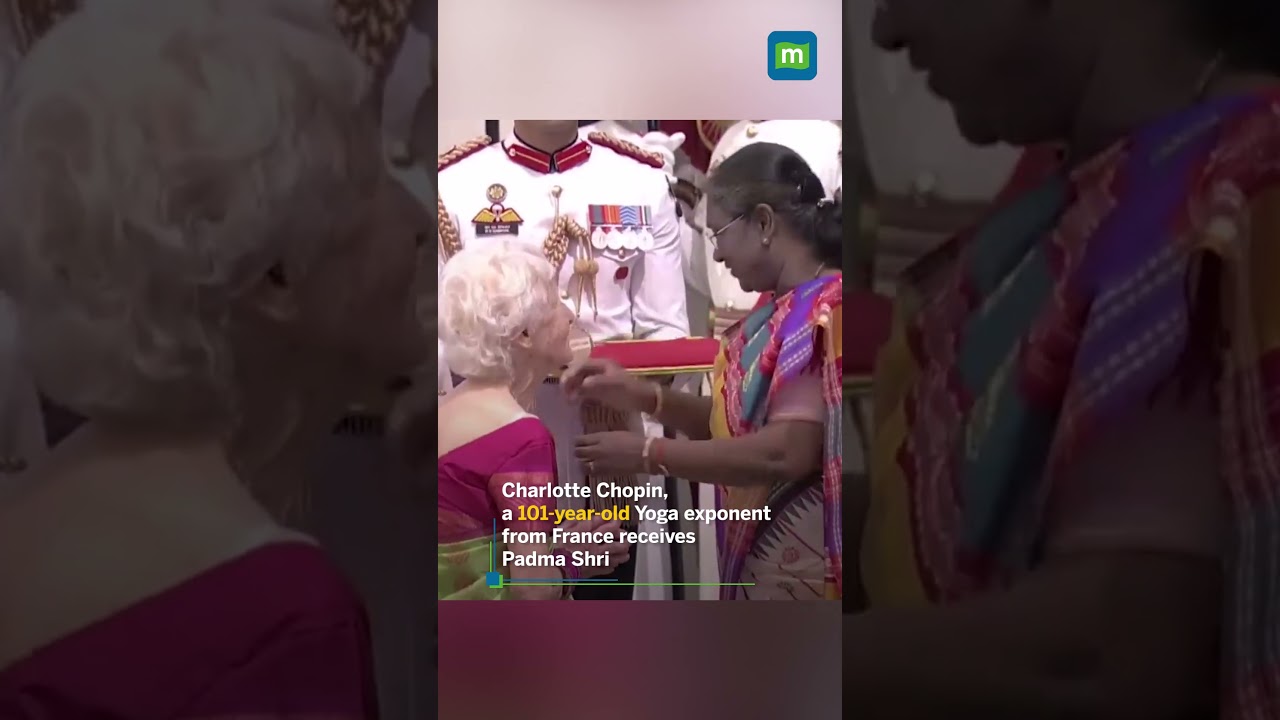 Charlotte Chopin, a 101 year old Yoga exponent from France receives Padma Shri