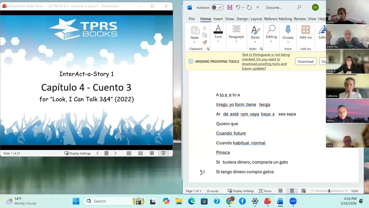 Spanish 3 - Lesson 4.1 -  Interact a story 1 - Day  1
