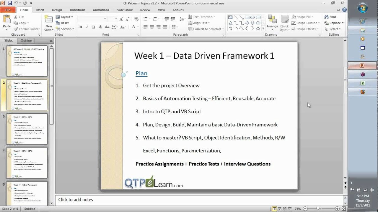 QTP Training Day 01 VB Scripting Descriptive Programming Frameworks
