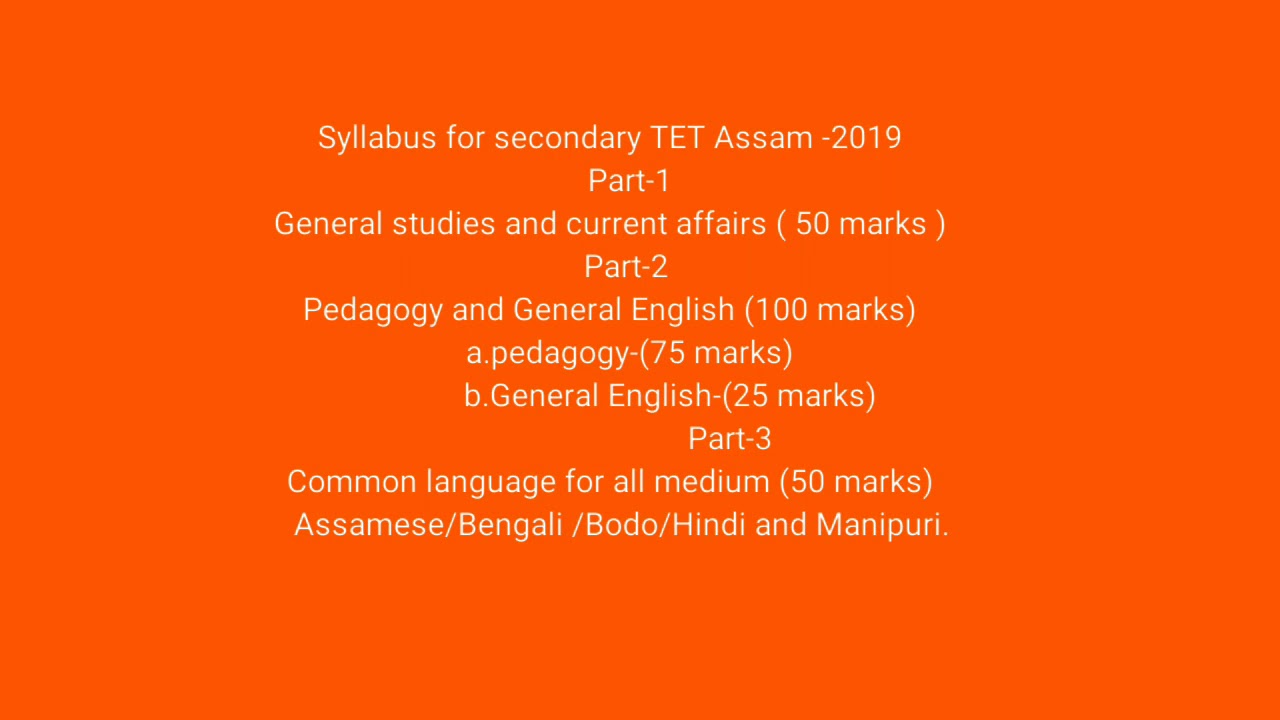 Syllabus for Assam Secondary TET 2019