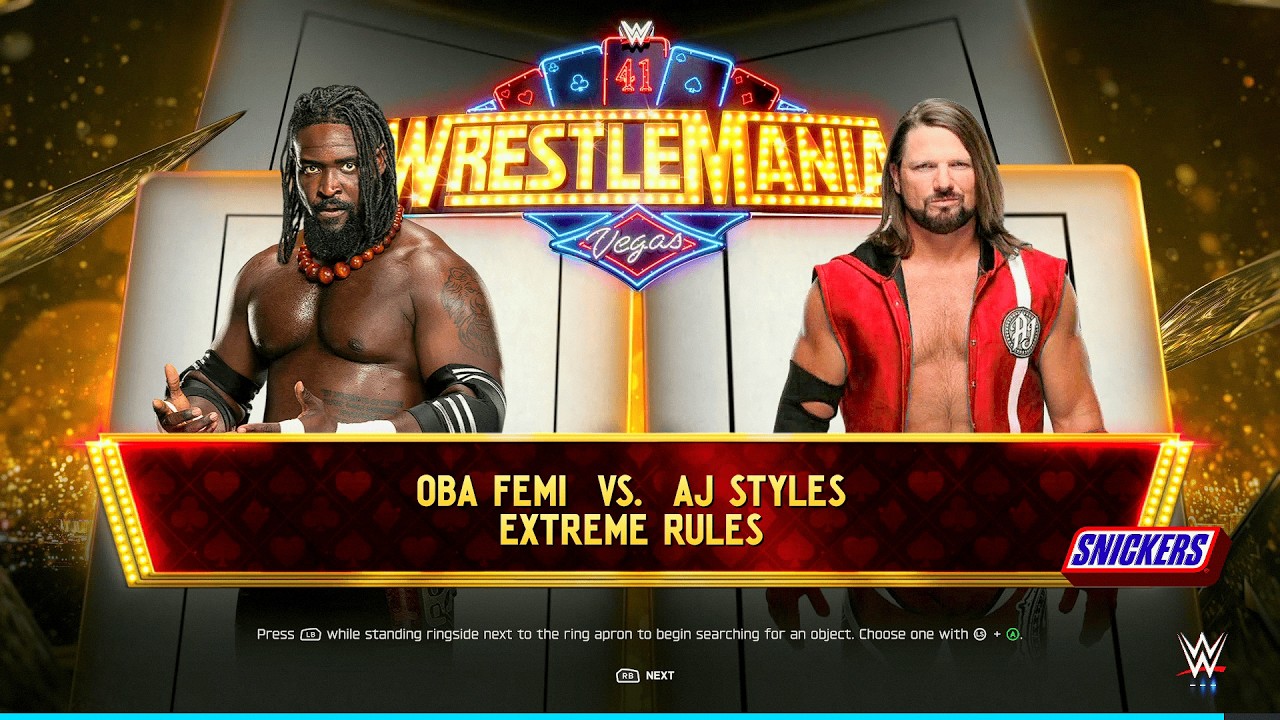 WWE 2K25 FULL MATCH - Oba Femi vs. AJ Styles - 2 Out 3 Falls No Disqualification Match