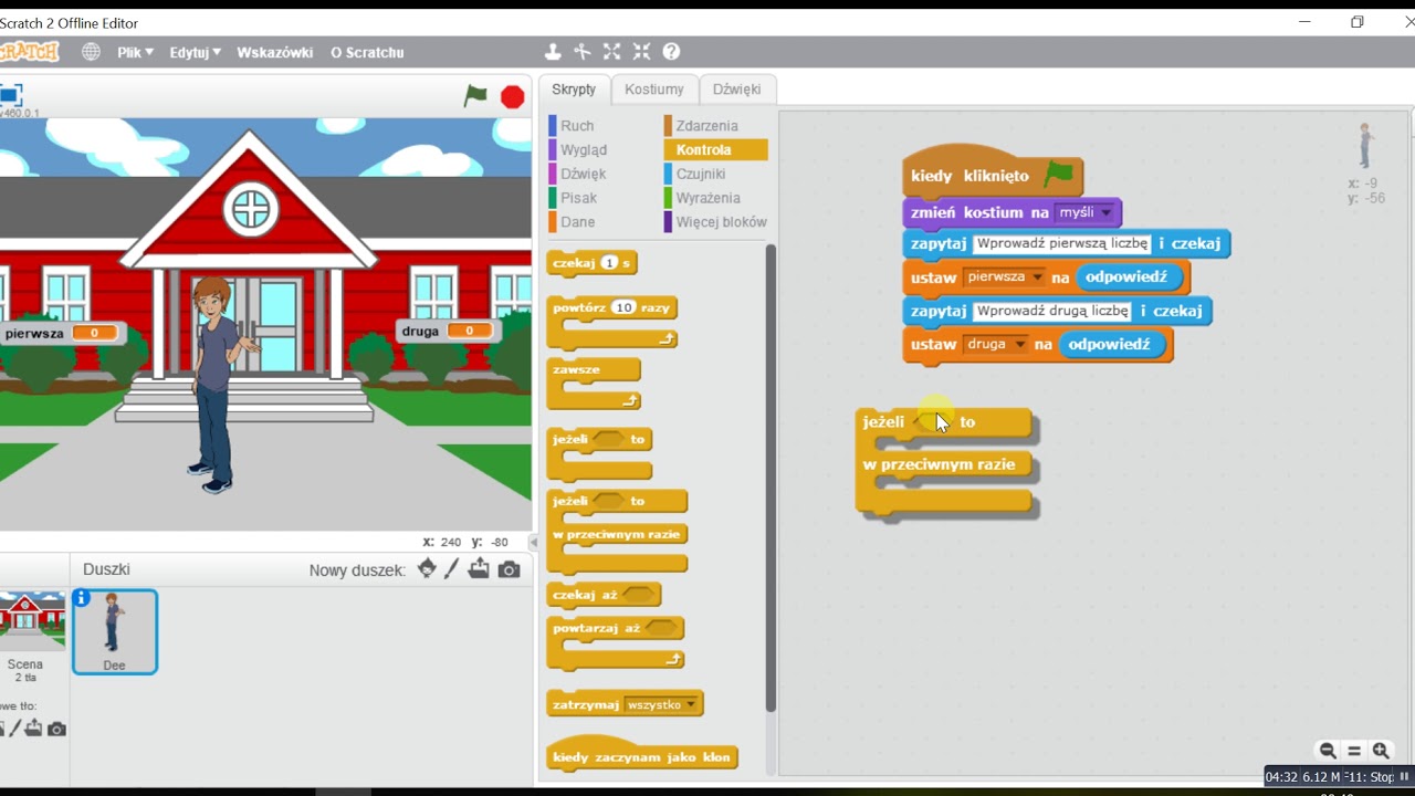 Scratch cw4 Tworzymy program znajdujący większą z dw&oacute;ch liczb