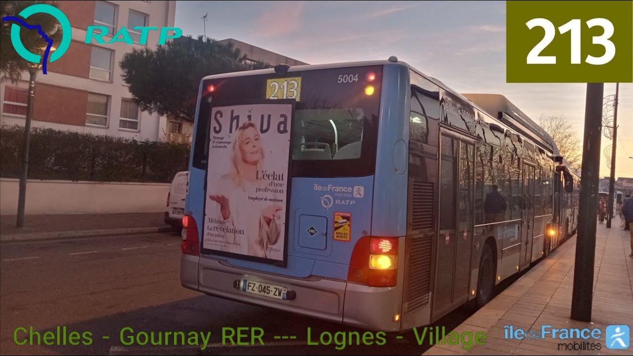 Bus 213 RATP - MAN Lion's City NL273 GNV N°5004 Chelles - Gournay RER --- Lognes - Le Village