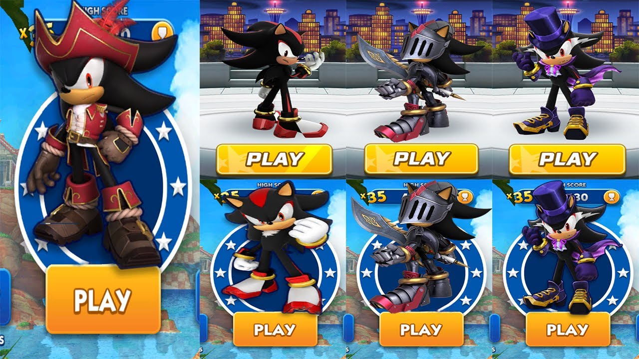 Sonic Forces vs Dash - All 7 Shadow Skins and All Characters Unlocked - Chaptain Shadow Gameplay