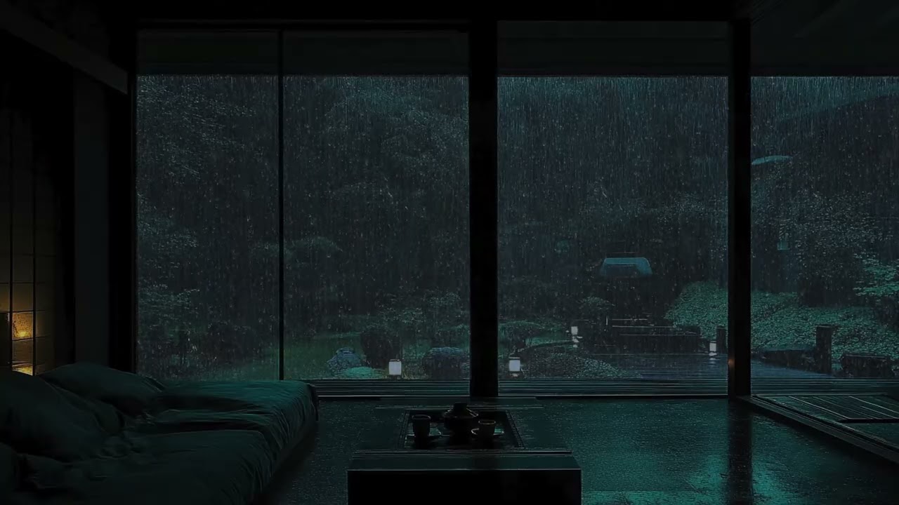 Sound of Midnight: Quiet Dark Room Rain & Soothing Garden Ambience for a Cozy Night