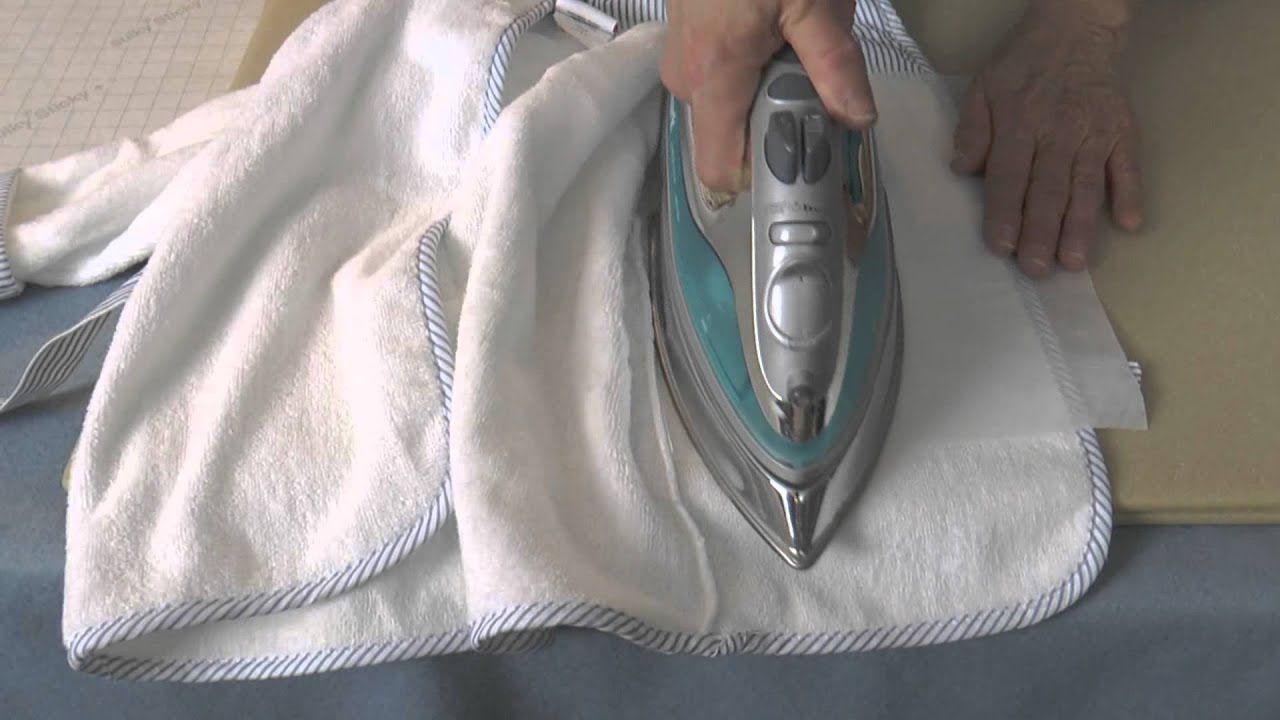 Embroidering a terry baby bathrobe