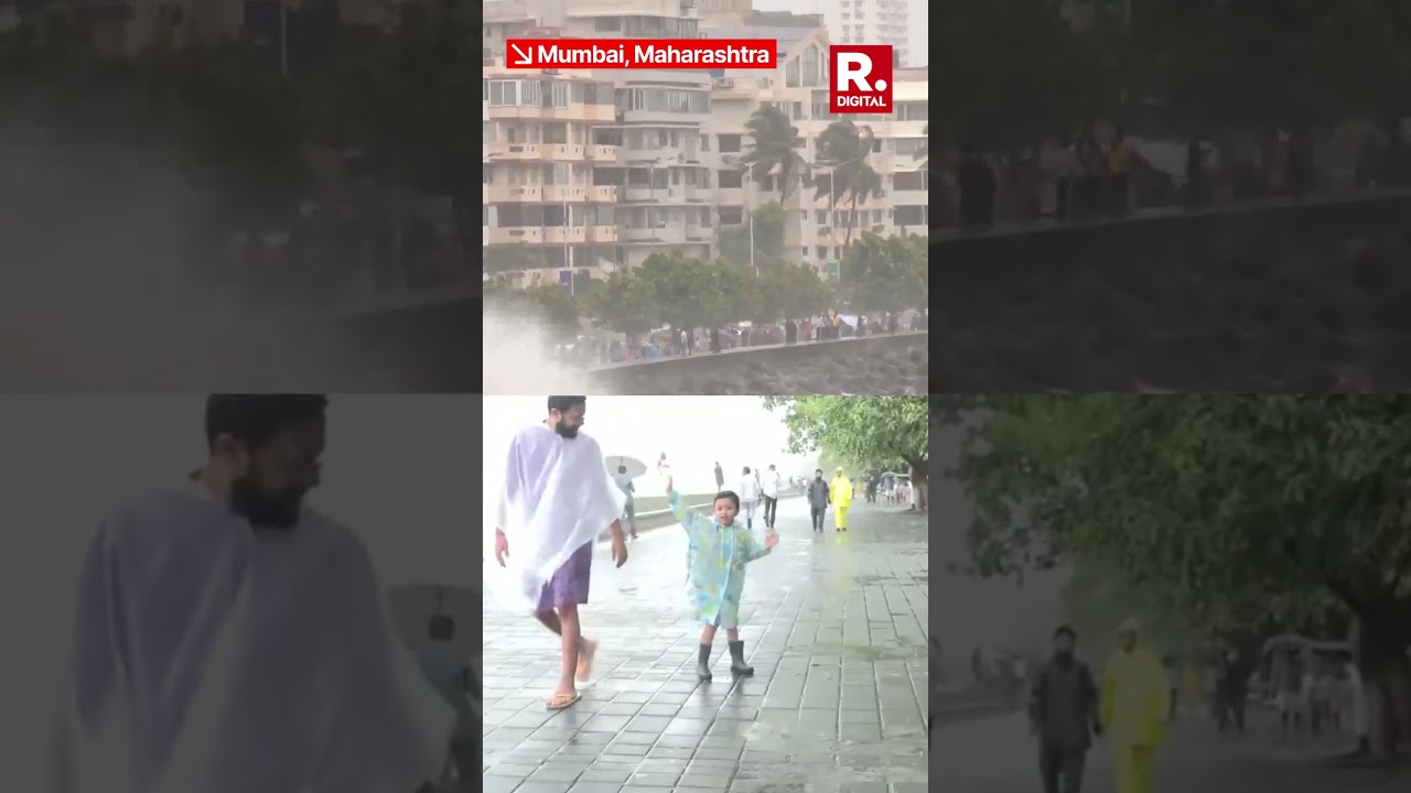 Mumbaikars Enjoy High Tide At Marine Drive Amid Heavy Rainfall