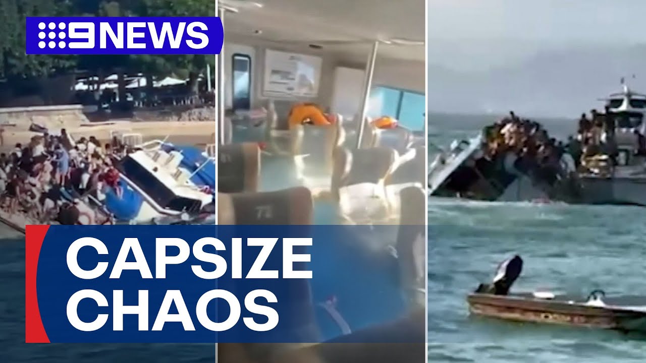 Aussie family among tourists scrambling to escape sinking boat in Bali | 9 News Australia