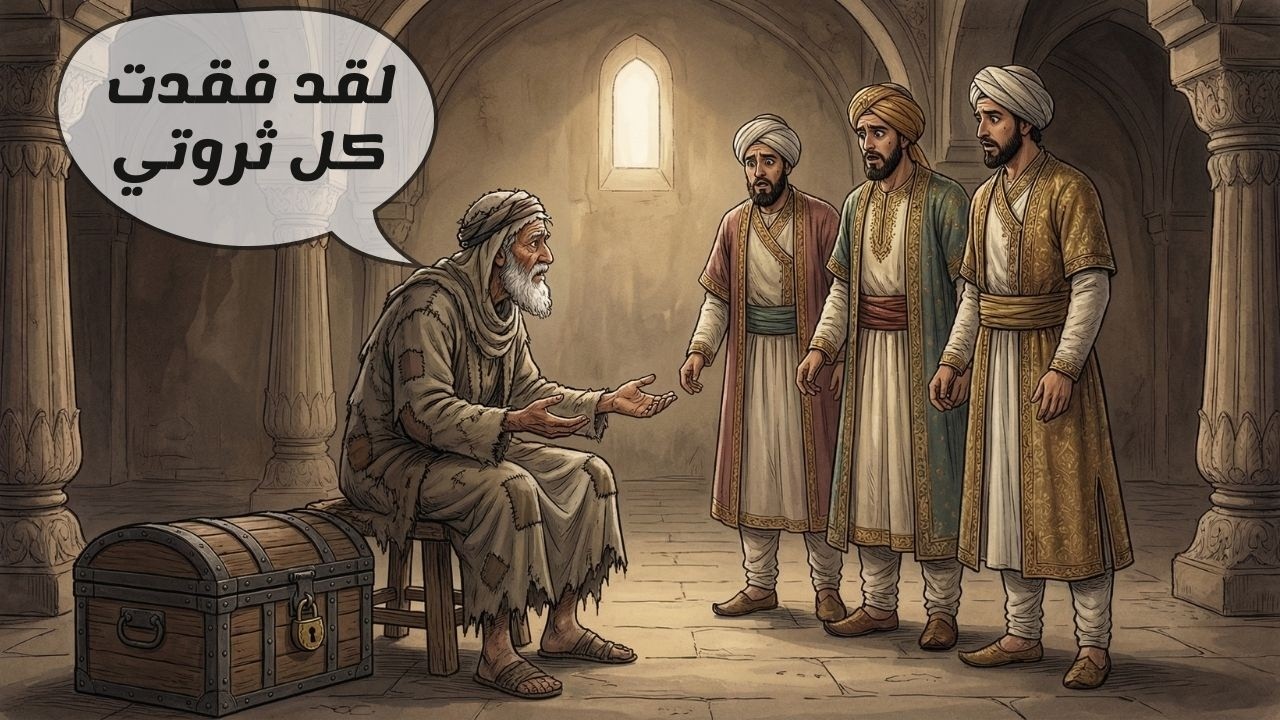 حكاية الأب الذي ادّعى الفقر ليختبر قلوب أبنائه… فكانت الصدمة أكبر مما تخيّل 😨😭