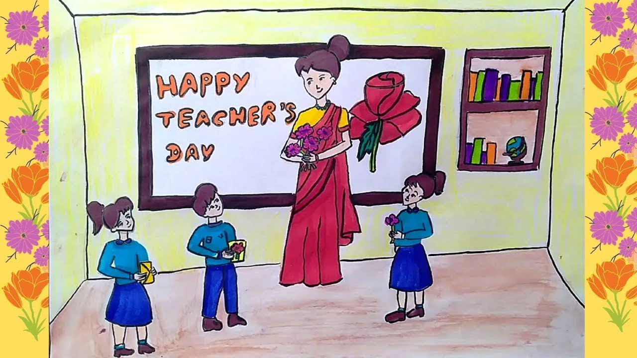 Teachers Day Drawing | Teachers Day Drawing Easy for Beginners  | Classroom Drawing easy