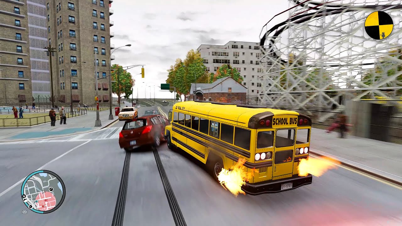 GTA 4 Crazy School Bus Crashes Ep.32
