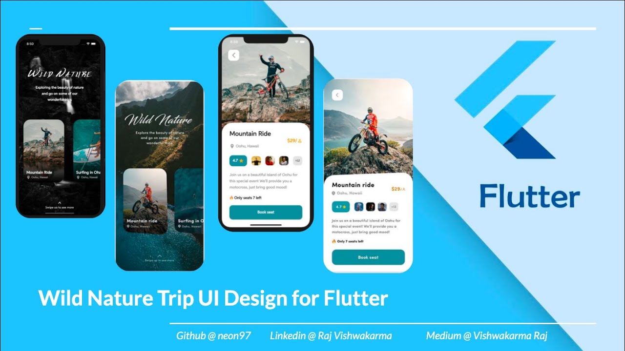 Flutter UI Design || Wild Nature Adventure || Speed Code || Mountain Biking UI