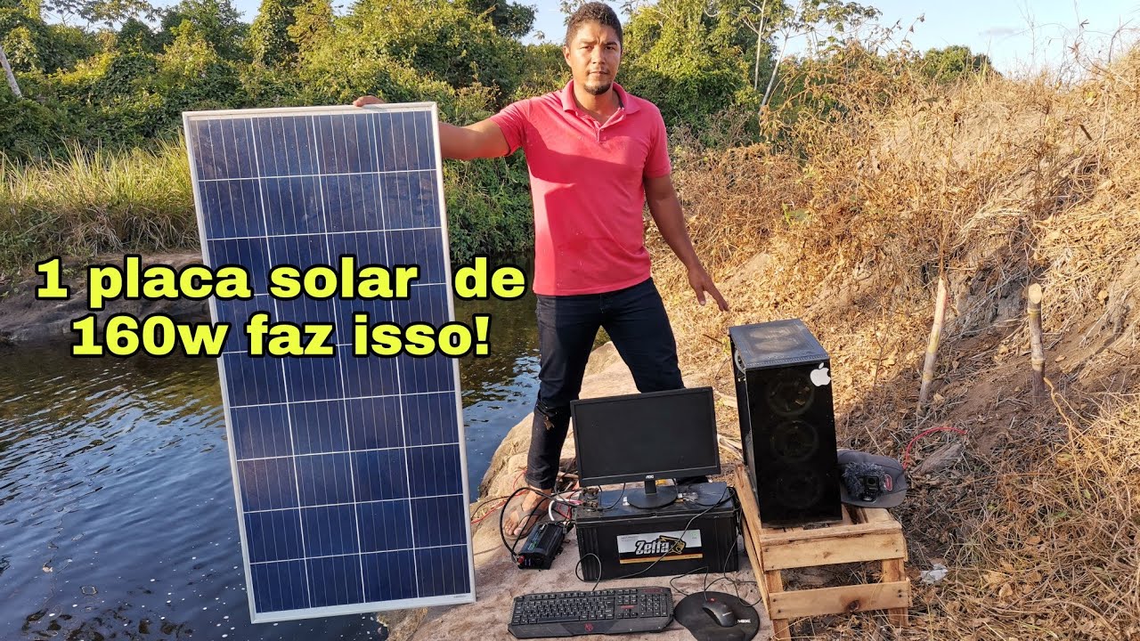 1 PLACA SOLAR DE 160W FUNCIONA QUASE TUDO. Nem acreditaria se não tivesse filmado