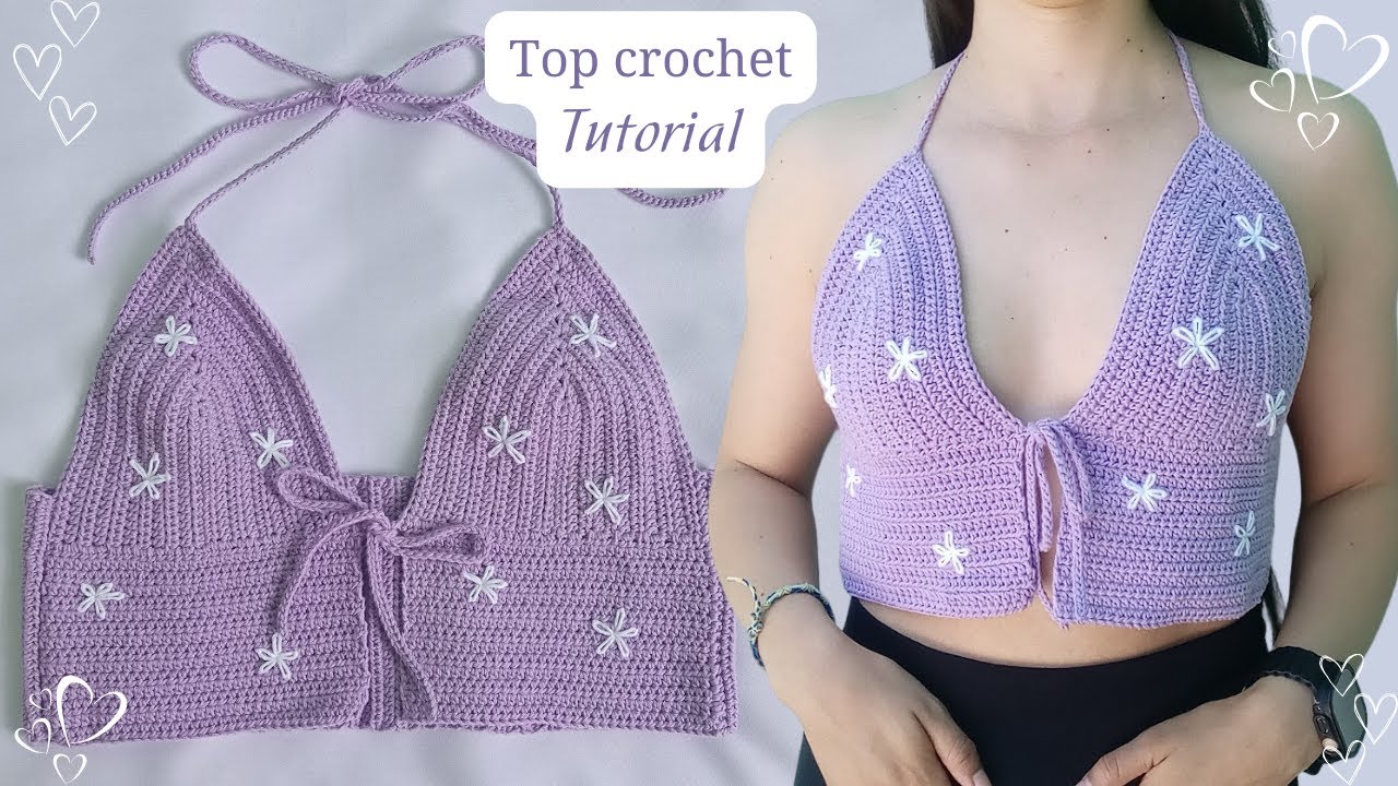 TOP CROCHET PASO A PASO con amarre enfrente 💜 Tutorial | isabella.crochett