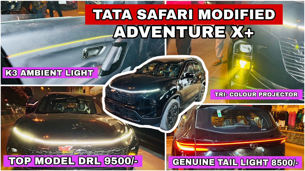 TATA SAFARI ADVENTURE X+ MODIFIED✅TATA GENUINE DRL + TAIL LIGHT ✅ #tatasafariadventure #tatasafari 