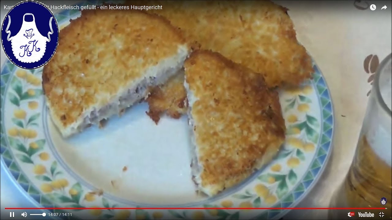 Reibekuchen / Kartoffelpuffer mit Hackfleisch gefüllt