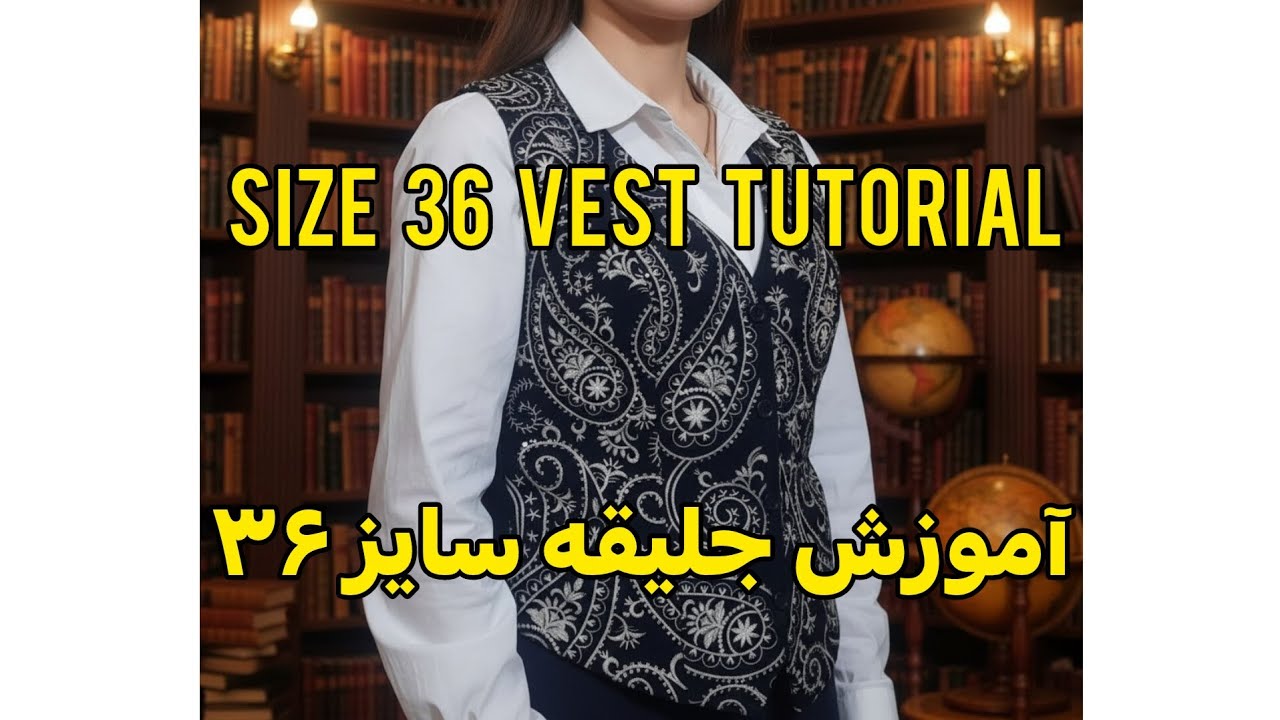 چگونه الگوی یک جلیقه زنانه، با یقه هفت (V)، با برش پرنسسی،How to make the pattern for a ladies' vest