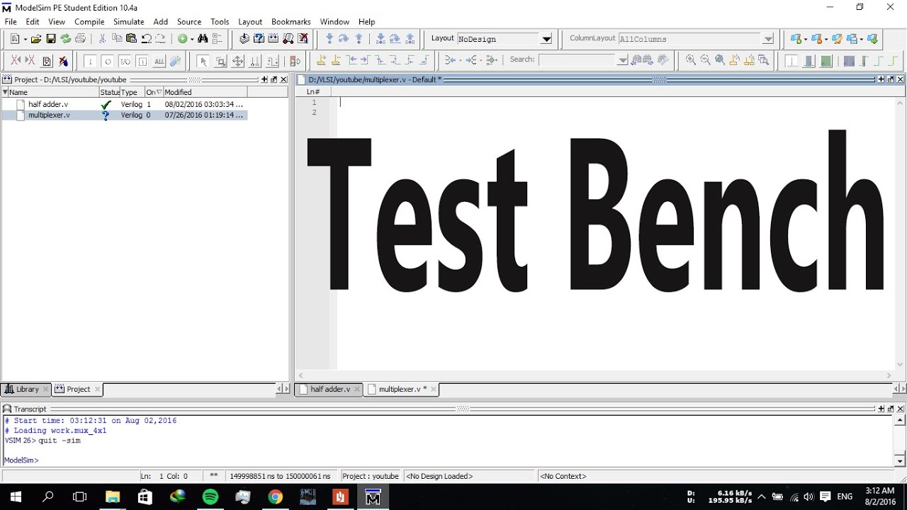 Create a Test Bech in Verilog