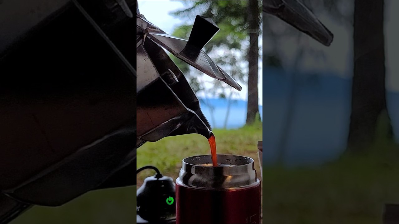 Solo Camping in the Rain [make mokapot coffee, relaxing rain sounds, ASMR] #shorts