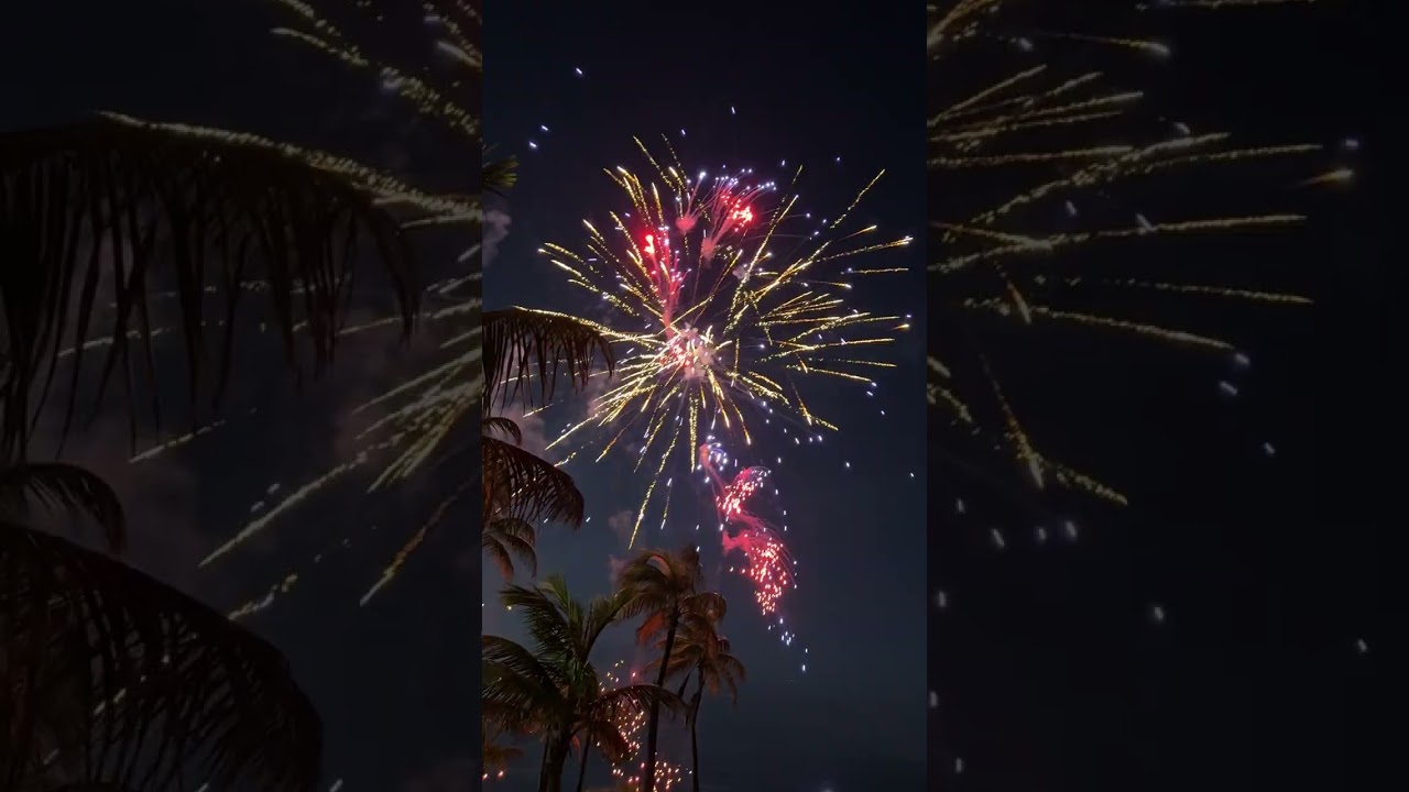 New Year’s Eve fireworks at Caribe Hilton in San Juan, Puerto Rico.