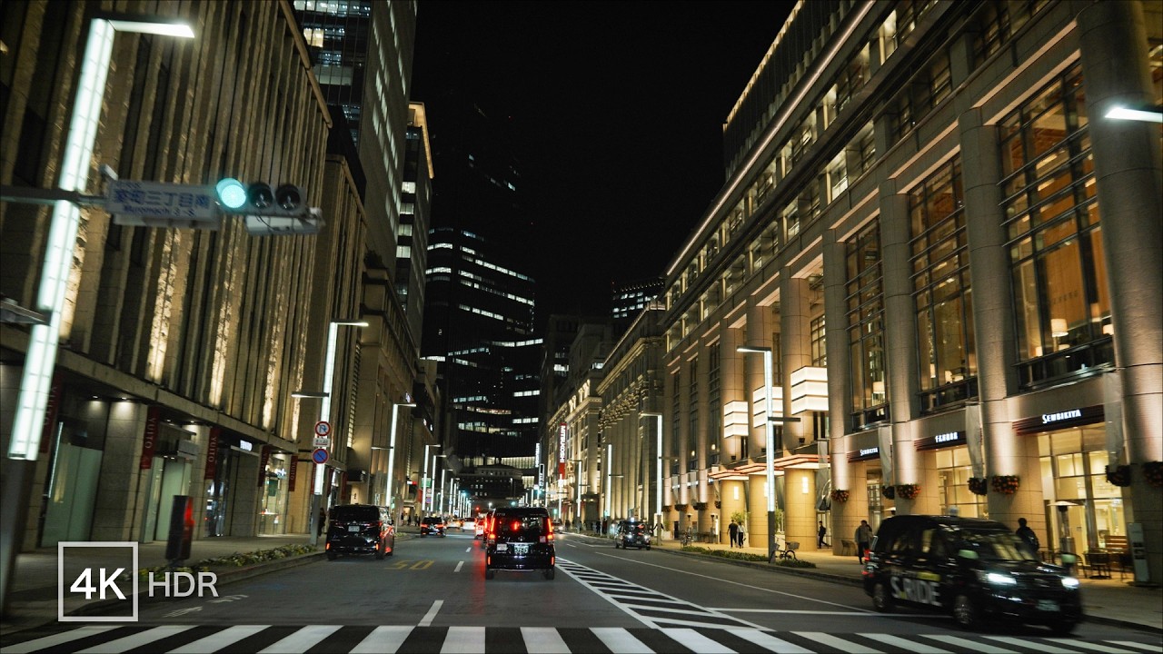 Tokyo Night Drive 4K | Imperial Palace, Marunouchi & Nihonbashi