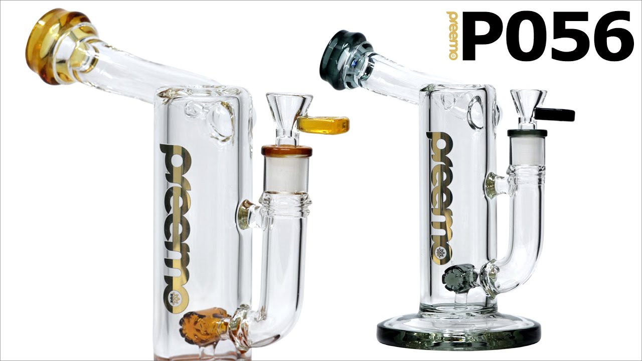 PREEMO GLASS  |  P056 Curved Neck Barrel Perc Bubbler