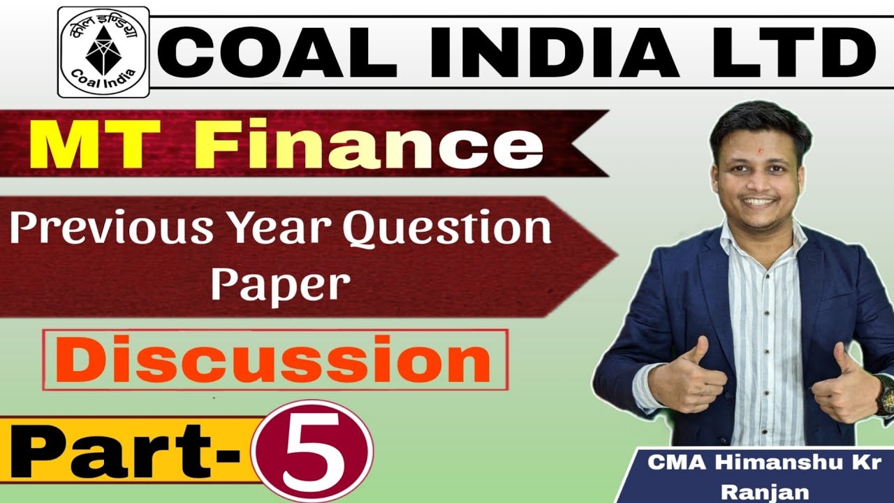 Coal India Limited MT Finance & Accounts Previous Year Question Paper part- 5 | CIL Recruitment 2025