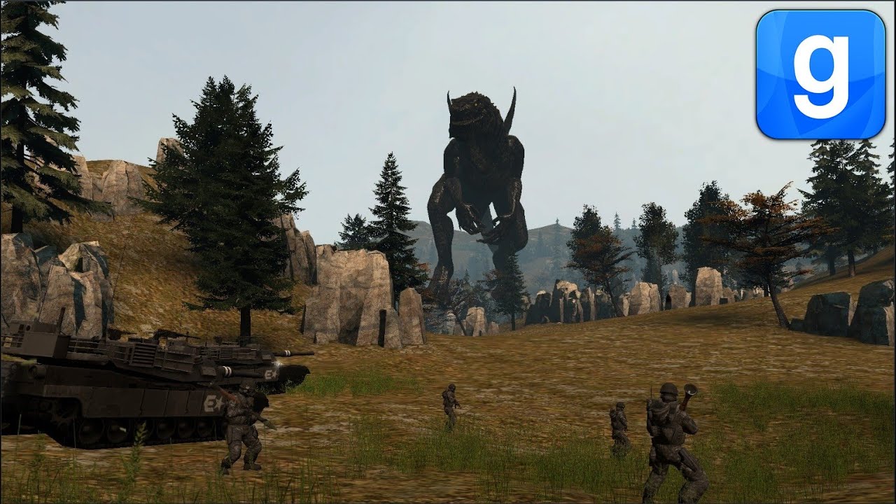 Godzilla VS Black Watch Army SNPC Fight Woodland Battle Garry's Mod