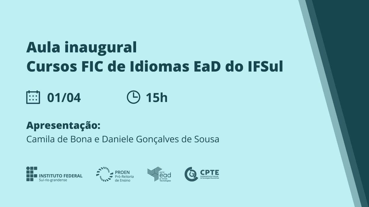 [LIVE] Aula inaugural dos cursos FIC de Idiomas EaD do IFSul - 2023/01