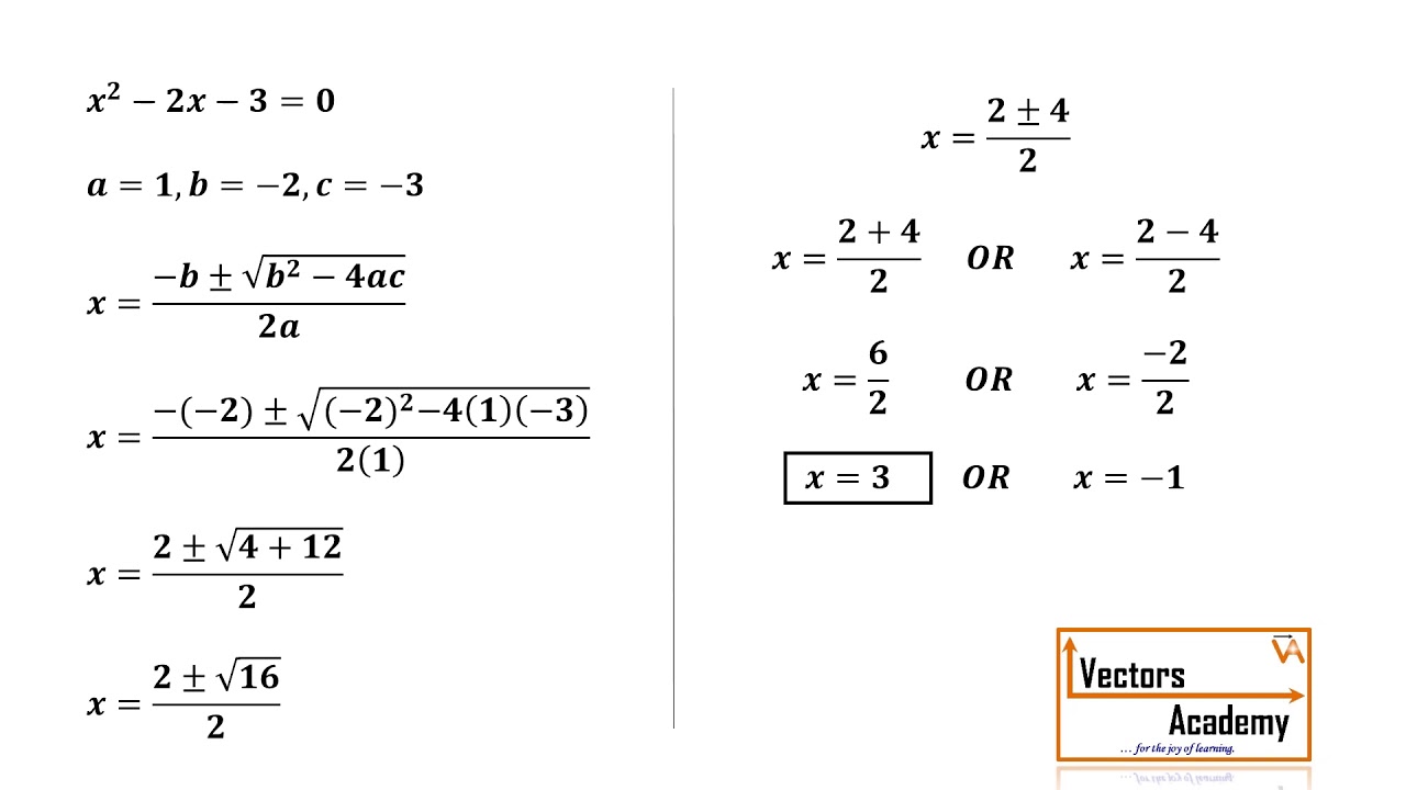 Class X: Quadratic equations - Formula Method to solve quadratic equation