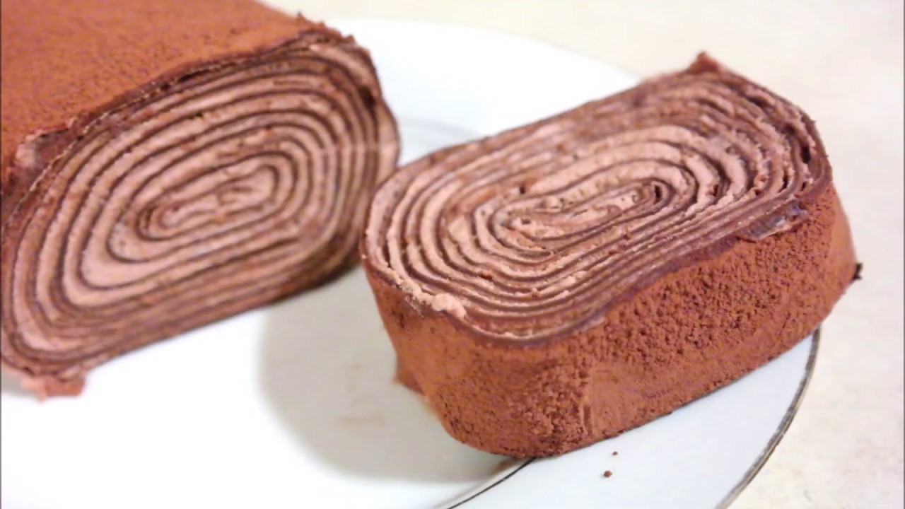 Chocolate Crepe Roll Cake - Crepe Roll Recipe