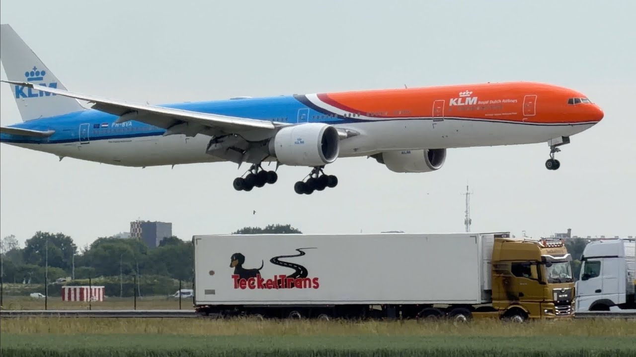 BOEING 777 KLM SINGAPORE TO AMSTERDAM LANDING SCHIPHOL AIRPORT PHBVA #aviation #automobile #777