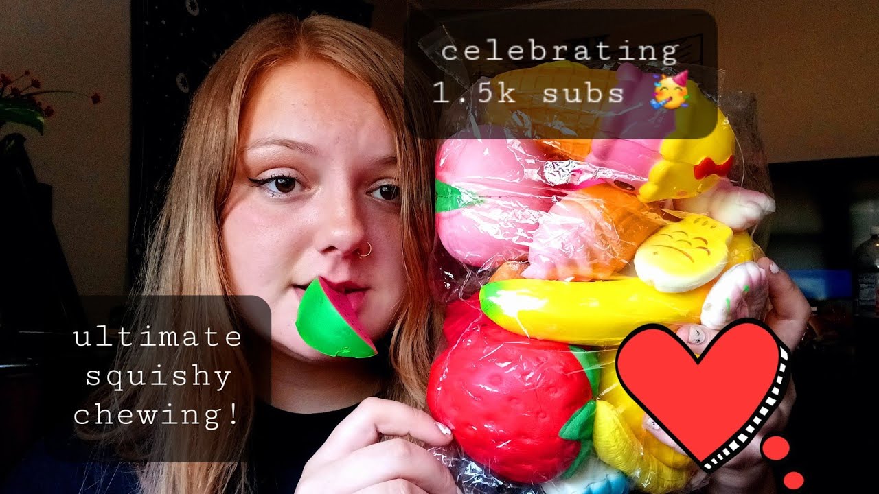 ASMR- Squishy Chewing for 1.5k Subs!!! (ALL my squishies)