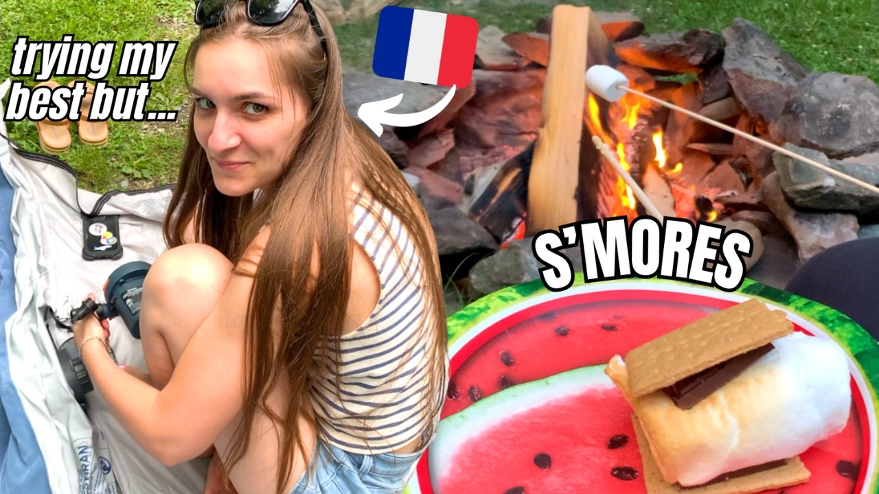 French Girl's First Time Camping in the USA 🏕️🇺🇸 S'mores & Hotdog in Beautiful New Hampshire
