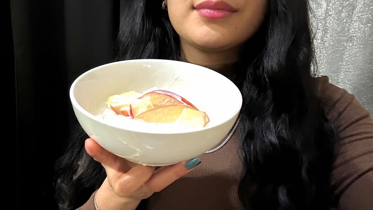 ASMR comiendo deliciosa ensalada de manzana 🍎 😋