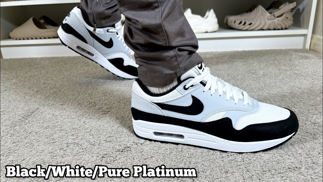 Обзор кроссовок Nike Air Max 1 Black White Pure Platinum. Пешком.