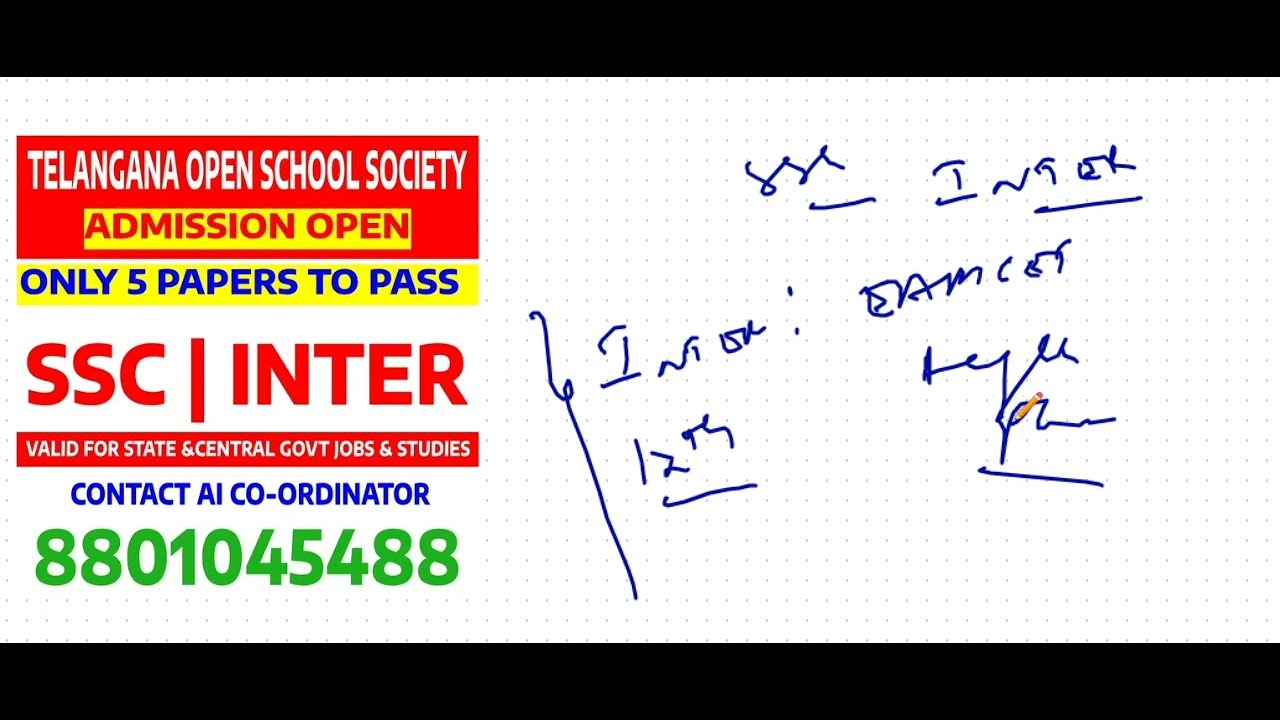 Telangana Open School Society TOSS SSC & Open Inter Admission Notification 2024 last date.#openinter