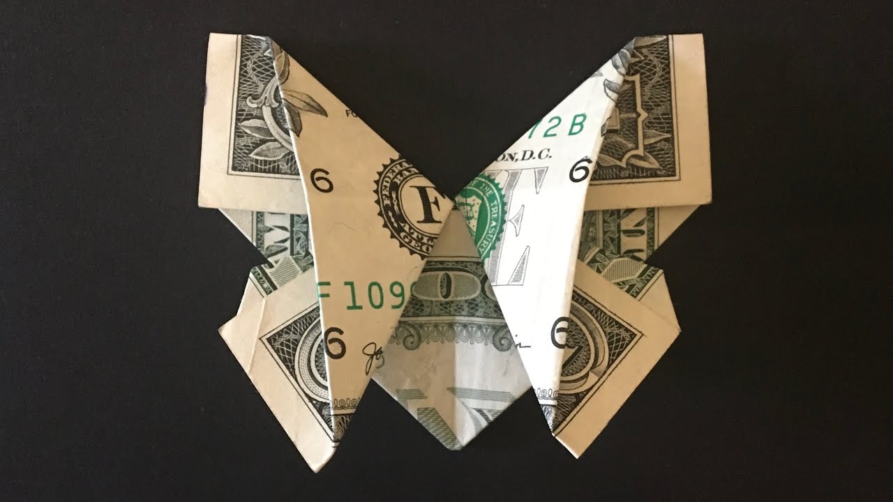 Money Bookmark Butterfly, Easy Dollar Bill Origami Tutorial, How to make Paper Butterfly, DIY Crafts