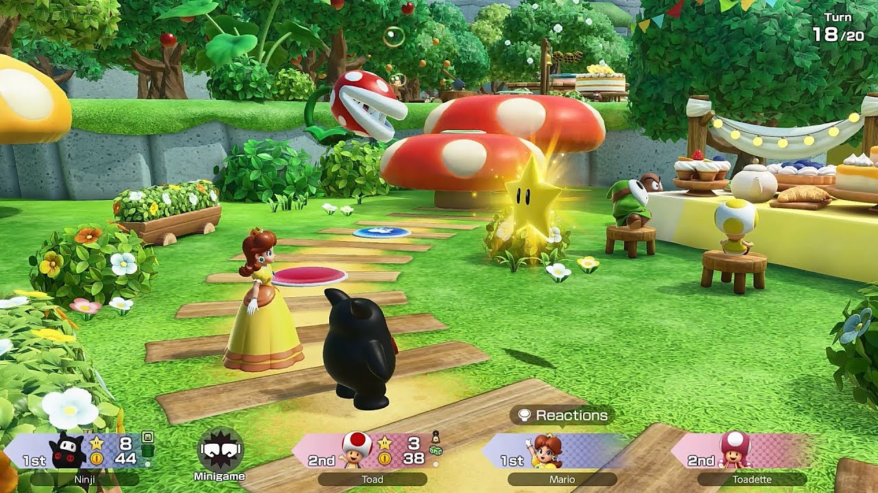 Super Mario Party Jamboree TV #22 Mega Wiggler's Tree Party Daisy & Ninji vs Toad & Toadette