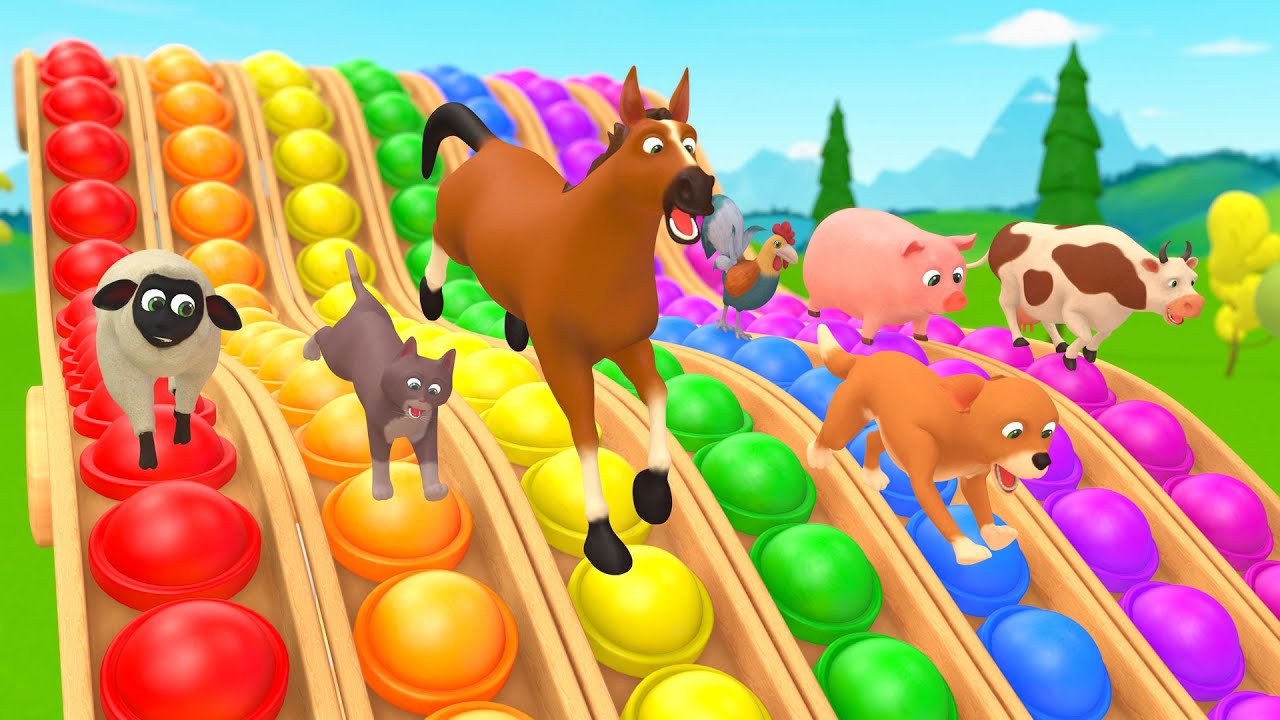 Baby LEARN COLORS with PopIt Slider & RAINBOW SONG | Farm Animals Nursery Rhymes for Kids & Toddlers