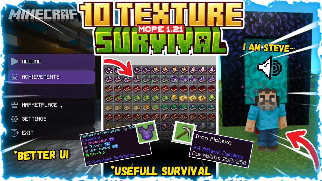 BEST‼️ 10 TEXTURE PACK RINGAN UNTUK SURVIVAL! (BEDROCK / MCPE) Support 1.21+